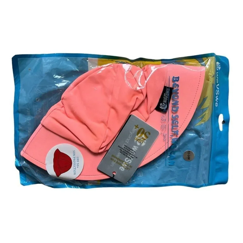 New Baby Girls weVswe SPF 50+ Coral Sunhat Bucket Hat - Sz 0-6 mo